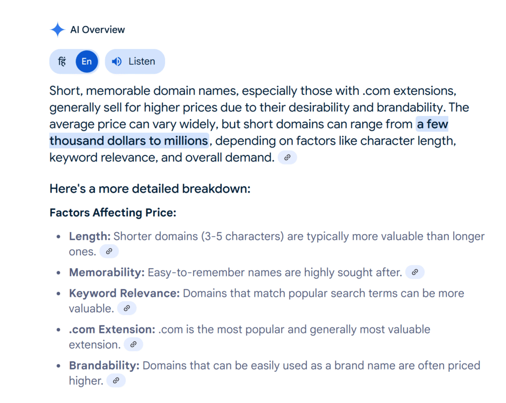 Short Domain Names Value In General. 