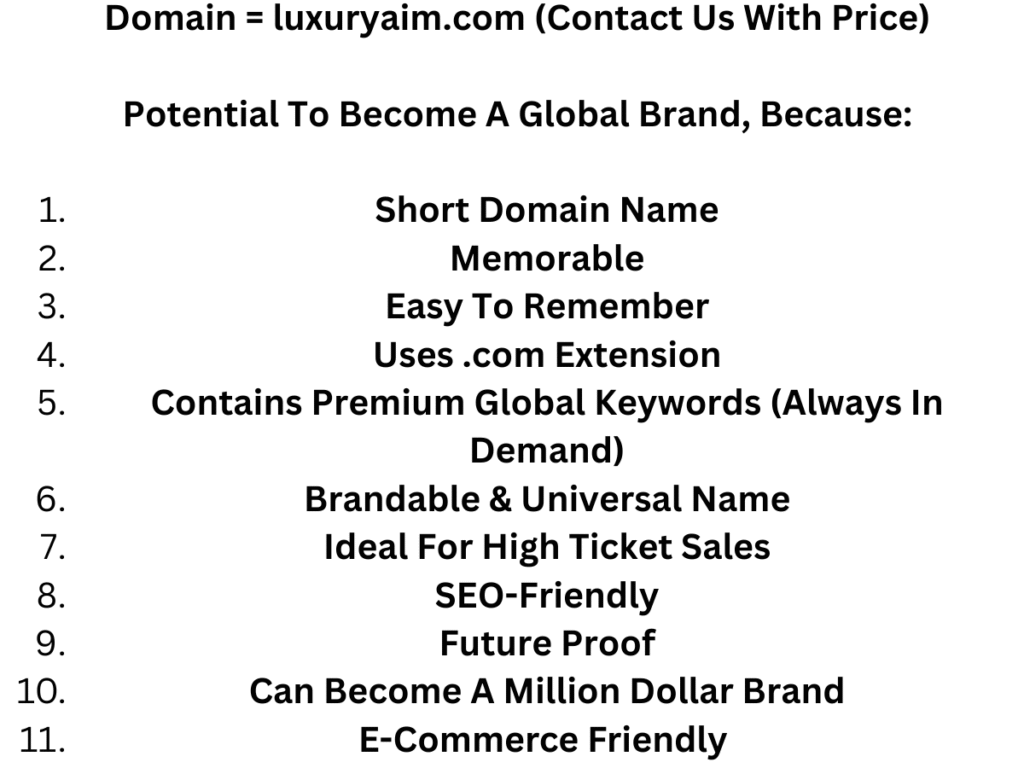 Important Valuable Multi-Vendor E-Commerce Website Dream Domain, luxuryaim.com, domain name