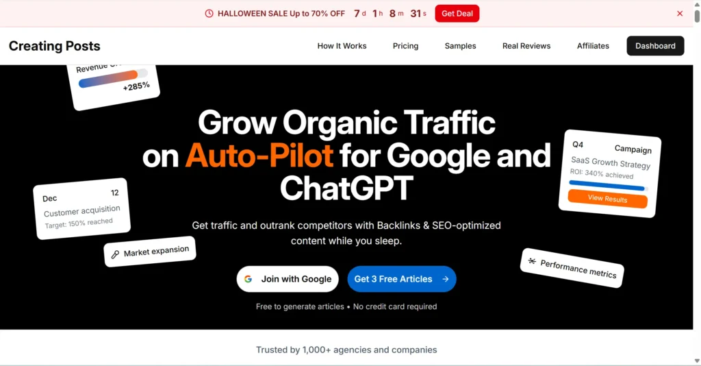 Creating Posts Review: Rank Your New Blogs Fast With AI 2 Key Features and Functionality of creatingposts. com Dashboard