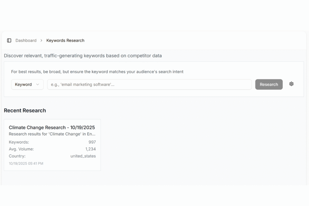 Creating Posts Review: Rank Your New Blogs Fast With AI 3 CreatingPosts.com Keyword Research Tool